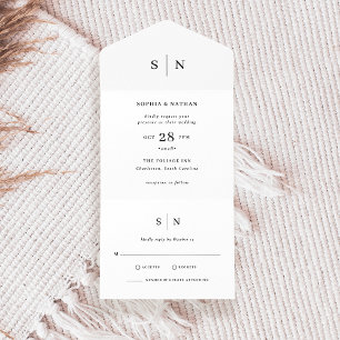 Minimal and Chic   Black and White Wedding All In One Invitation