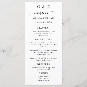 Minimal and Chic Black and White Wedding Dinner Menu