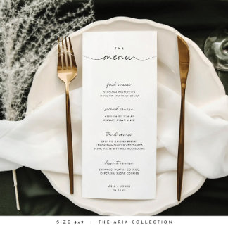 Minimal and Chic Black and White Wedding Menu