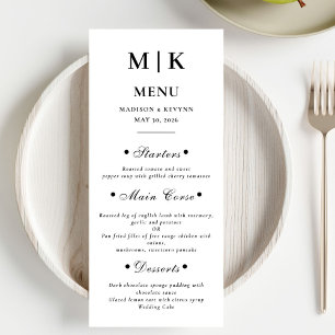 Minimal and Chic   Black and White  Wedding Menu