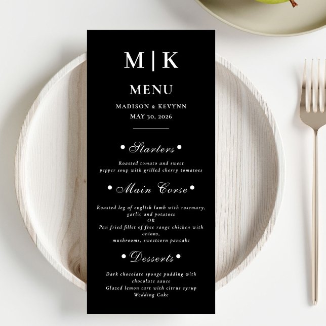 Minimal and Chic | Black and White  Wedding Menu (Creator Uploaded)