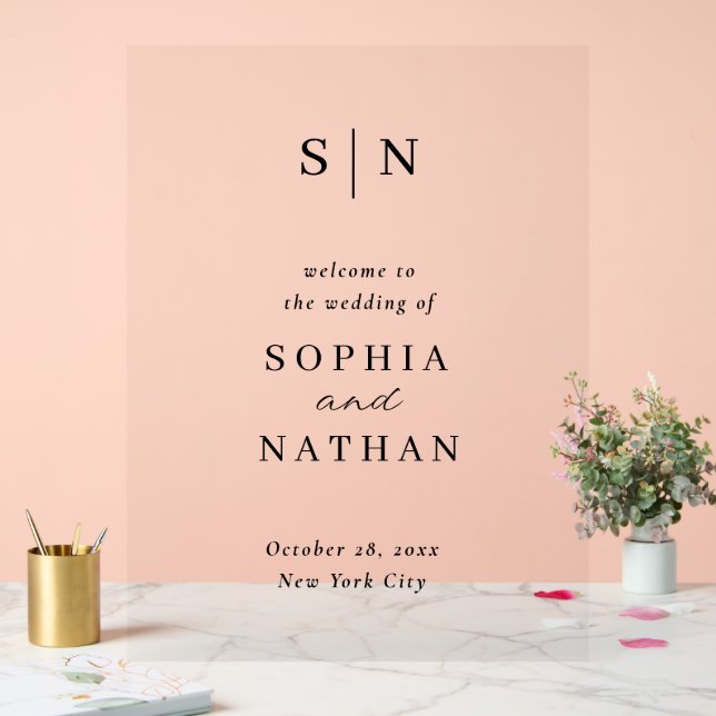 Minimal and Chic | Black and White Wedding Welcome Acrylic Sign (Wedding)