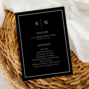 Minimal and Chic Black   Elegant Border Wedding Program