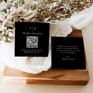 Minimal and Chic Black QR Code Share the Love Enclosure Card