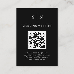 Minimal and Chic   Black QR Code Wedding Enclosure Card