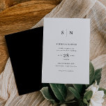 Minimal and Chic | Black Reverse Wedding Invitation<br><div class="desc">These elegant,  modern wedding invitations feature a simple black and white text design that exudes minimalist style. Add your initials or monogram to make them completely your own. The back of the invitation is solid black.</div>