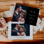 Minimal and Chic | Black Two Photo Wedding Thank You Card<br><div class="desc">These elegant,  modern wedding thank you cards feature a simple black and white text design that exudes minimalist style,  with two of your favourite personal photos. Add your initials or monogram to make them completely your own.</div>