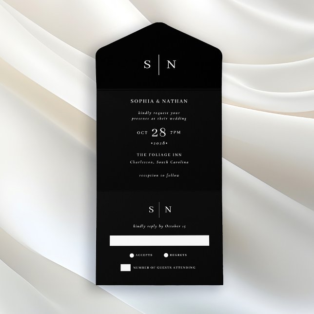 Minimal and Chic Black | Wedding   All In One Invitation (Creator Uploaded)