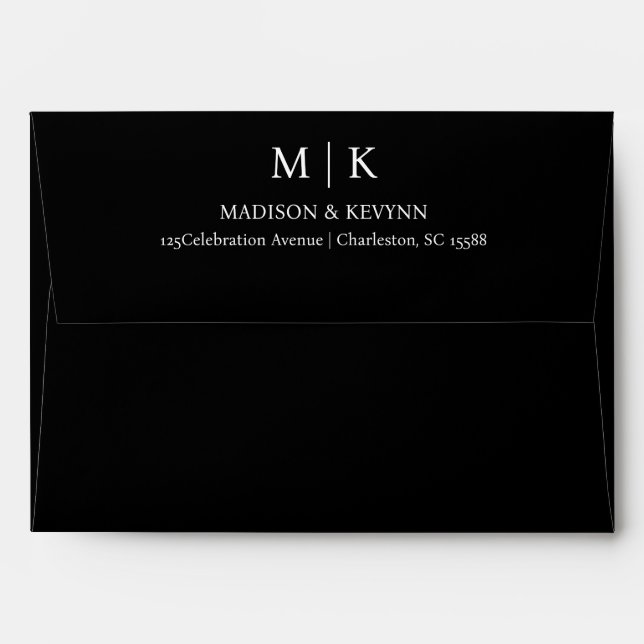 Minimal and Chic | Black Wedding Envelope (Back (Top Flap))