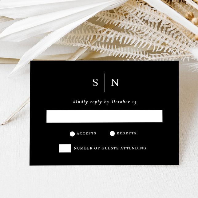 Minimal and Chic Black | Wedding RSVP Card (Creator Uploaded)