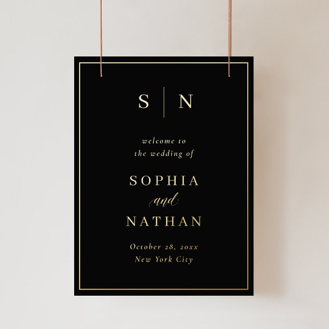 Minimal and Chic | Black Wedding Welcome in Gold Foil Prints (Creator Uploaded)
