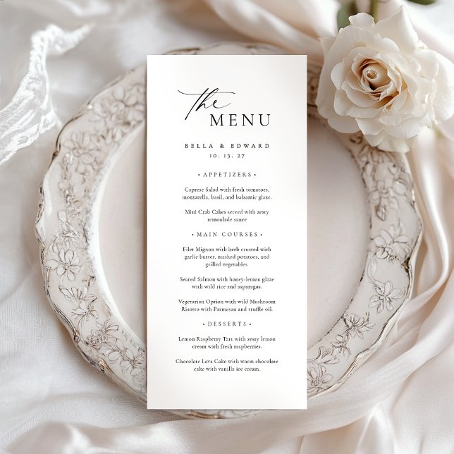Minimal and Chic Black White Modern Wedding Menu (Creator Uploaded)