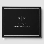 Minimal and Chic | Black with White Border Wedding Guest Book<br><div class="desc">This elegant,  modern wedding guest book features a simple black and white minimalist text design,  with a classic frame at the border. Add your initials or monogram to make it completely your own.</div>