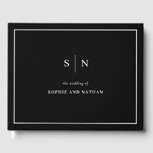 Minimal and Chic   Black with White Border Wedding Guest Book