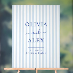 Minimal and Chic Blue French Personalised Wedding Acrylic Sign