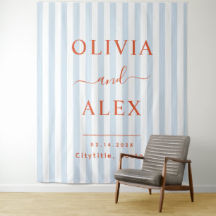 Minimal and Chic Blue French Personalised Wedding Tapestry