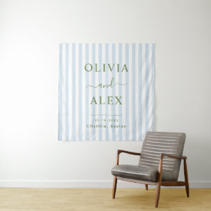 Minimal and Chic Blue French Personalized Wedding Tapestry