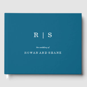 Minimal and Chic Blue White Border Guest Book