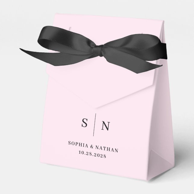 Minimal and Chic | Blush Pink and Black Wedding Favour Box (Front Side)