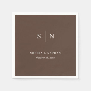 Minimal and Chic Brown and Cream Wedding Napkin