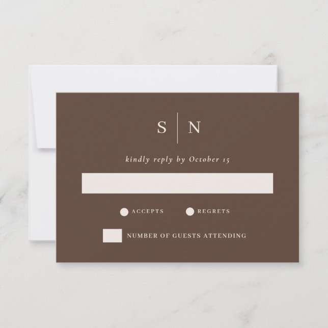 Minimal and Chic Brown | Neutral Wedding RSVP Card (Front)