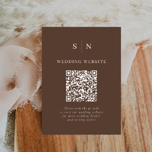 Minimal and Chic Brown Scannable QR Code Wedding Enclosure Card
