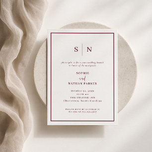 Minimal and Chic Burgundy Post-Wedding Brunch Invitation
