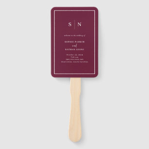 Minimal and Chic Burgundy Red Border Wedding Hand Fan