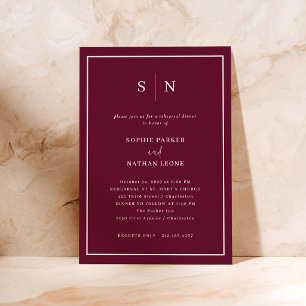 Minimal and Chic Burgundy Red Rehearsal Dinner Invitation