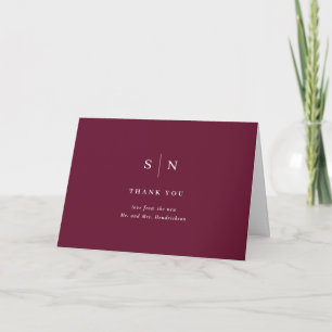 Minimal and Chic Burgundy Red Wedding Thank You Card