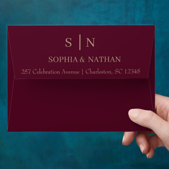 Minimal and Chic | Burgundy Wedding Envelope (Hand)