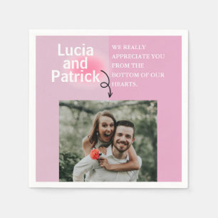 Minimal and Chic Couples Engagement Photo Add Note Napkin