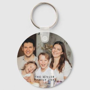 Minimal and Chic Custom Photo and Family Name Key Ring