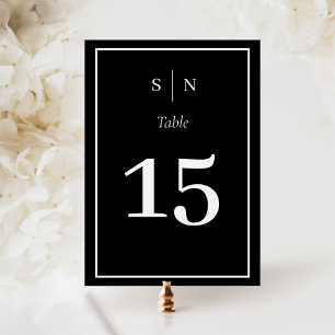 Minimal and Chic   Dark Black with Border Wedding Table Number