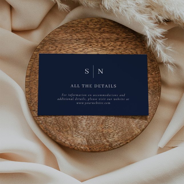 Minimal and Chic | Dark Navy Blue Wedding Details Enclosure Card (Creator Uploaded)