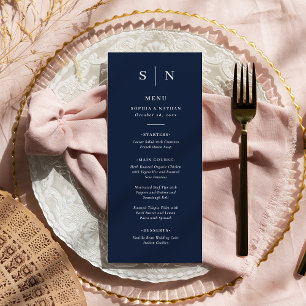 Minimal and Chic Dark Navy Blue Wedding Menu