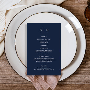 Minimal and Chic Dark Navy Blue Wedding Menu