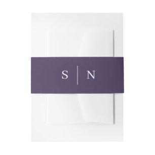 Minimal and Chic Dark Purple Monogram Invitation Belly Band
