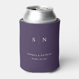 Minimal and Chic   Dark Purple Wedding Can Cooler