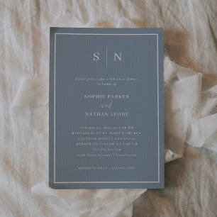 Minimal and Chic Dusty Blue   Rehearsal Dinner Invitation