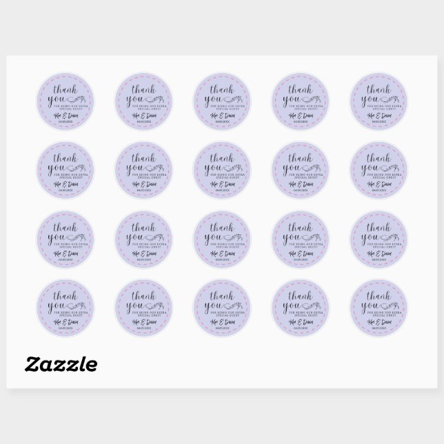 Minimal and Chic Dusty Blue Thank You Add Name  Classic Round Sticker (Sheet)