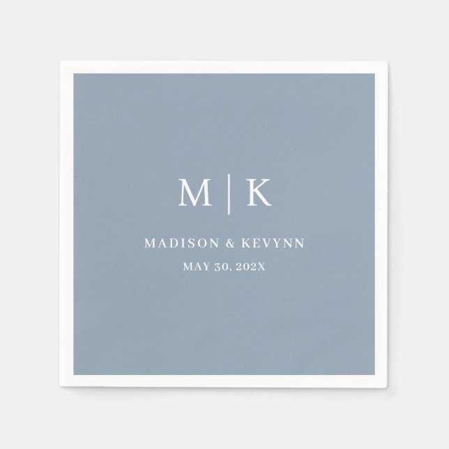 Minimal and Chic Dusty Blue | Wedding Napkins (Front)
