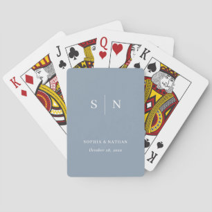 Minimal and Chic Dusty Blue Wedding Playing Cards