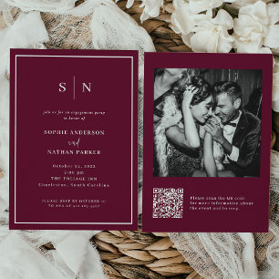 Minimal and Chic Engagement Party QR Code Photo Invitation