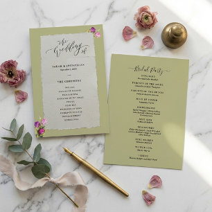 Minimal and Chic Floral Sage Green Wedding Program