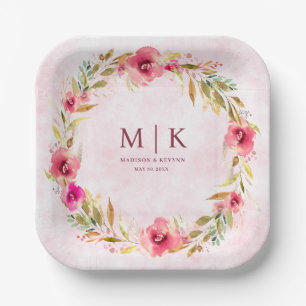 Minimal and Chic Floral Wedding Paper Plate