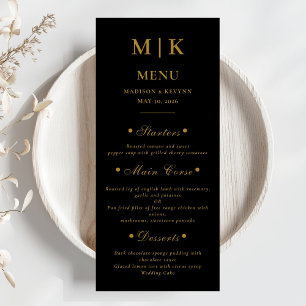 Minimal and Chic Gold and Black Wedding Menu