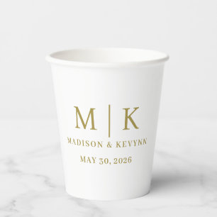 Minimal and Chic gold and White Wedding Paper Cups