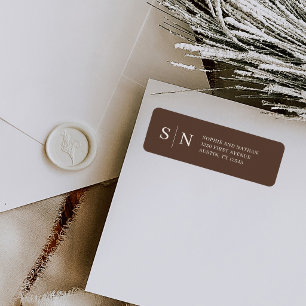 Minimal and Chic Monogram Brown Return Address Label