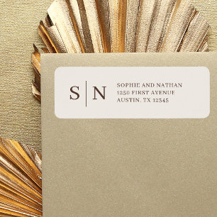 Minimal and Chic Monogram Creamy White and Brown Return Address Label